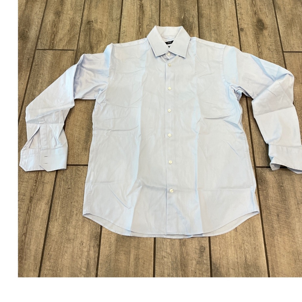 Hugo Boss Mens Light Blue Regular Fit Dress Shirt Size 15 32/33 Long Sleeve